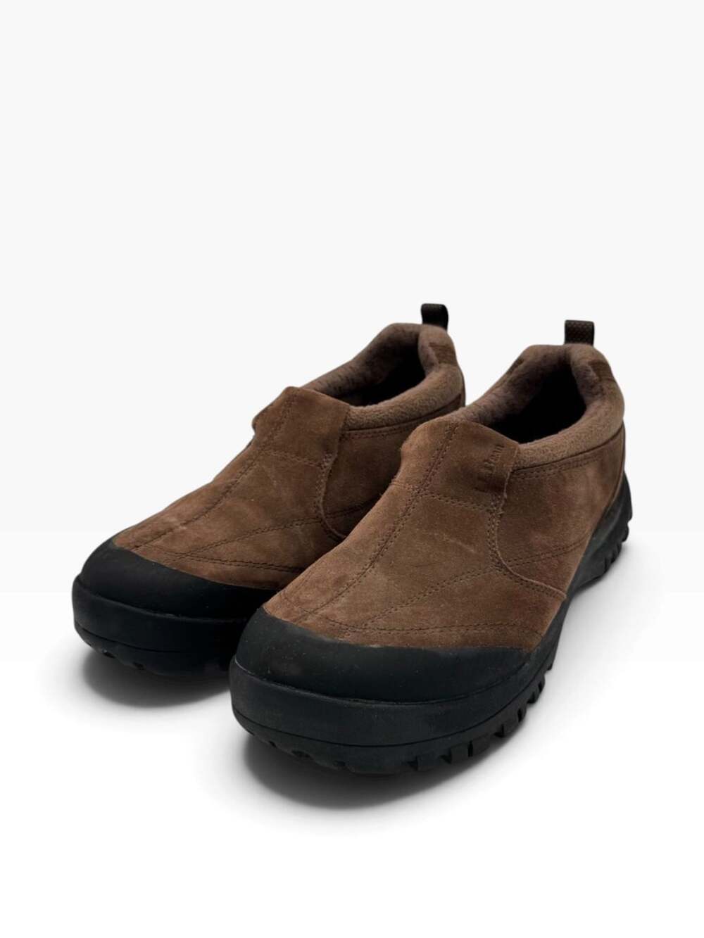 L.L.Bean Mens 8.5 Wide PrimaLoft 100g Insulated Suede Slip On Shoes Brown